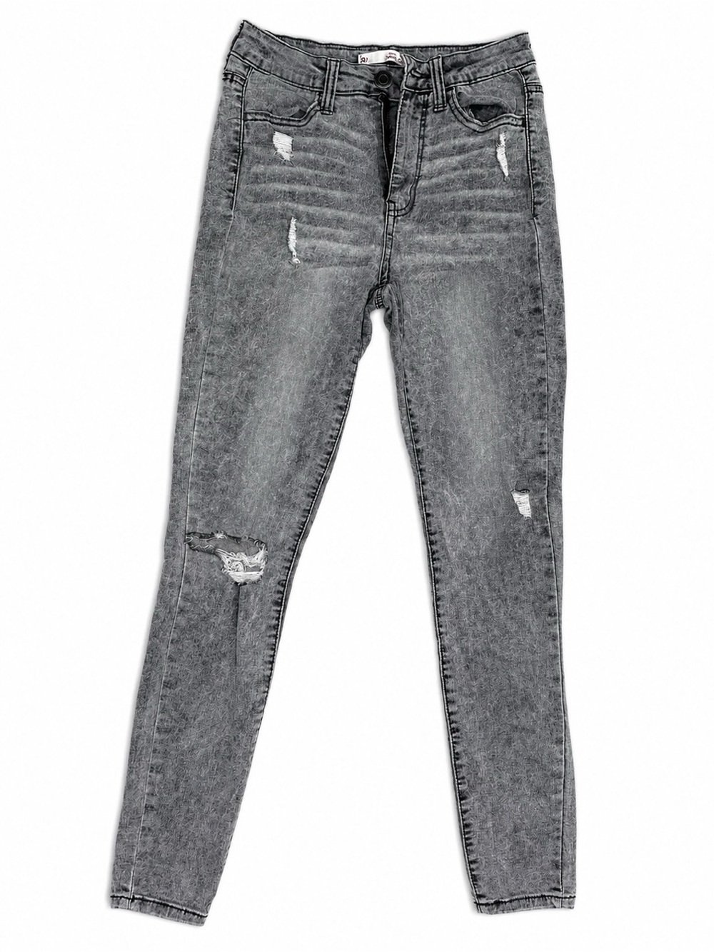 SO Women's Grey Distressed Skinny Jeans